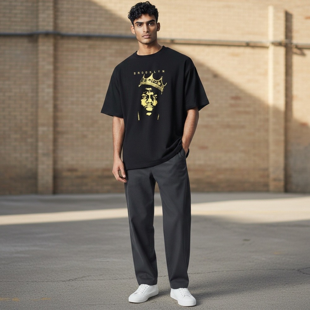 Brooklyn Mint Notorious BIG Graphic T-Shirt Medium Black Gold Foil King of NY